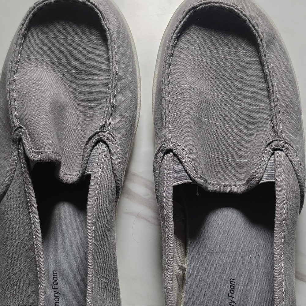 Time And Tru Women's Gray Fabric Slip-On‎ Memory Foam Comfort Shoes 10W Wide